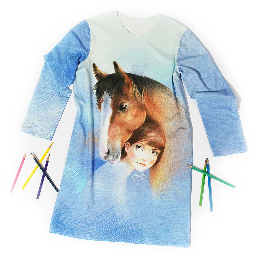 Pasja - ilustrowana sukienka dziewczęca z koniem
