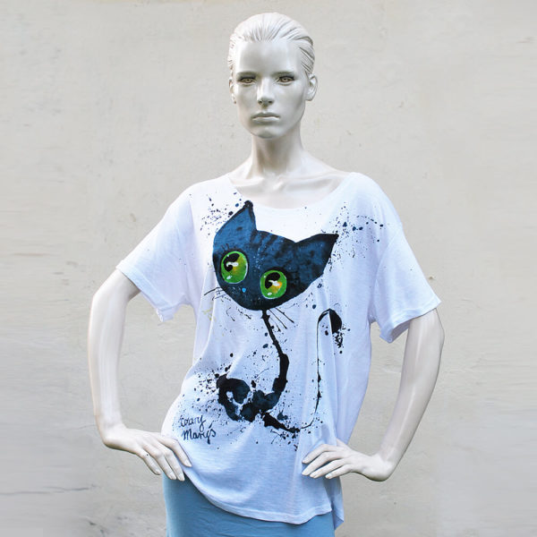 T-shirt dla kobiet z motywem kota, sylwetka