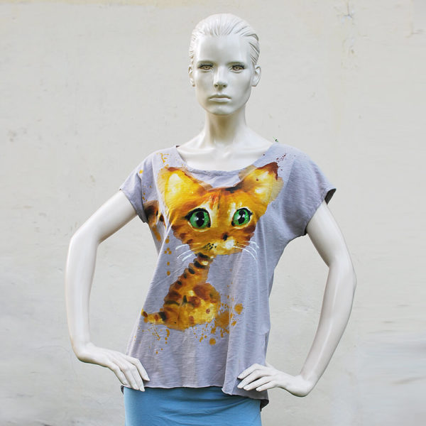 Kobieca koszulka z kotem, sylwetka